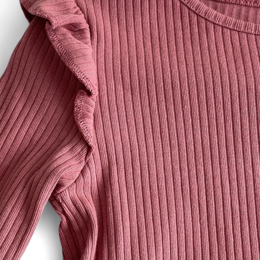 H&M Mauve Pink Ribbed Ruffle-Shoulder Dress - Picture 4 of 4
